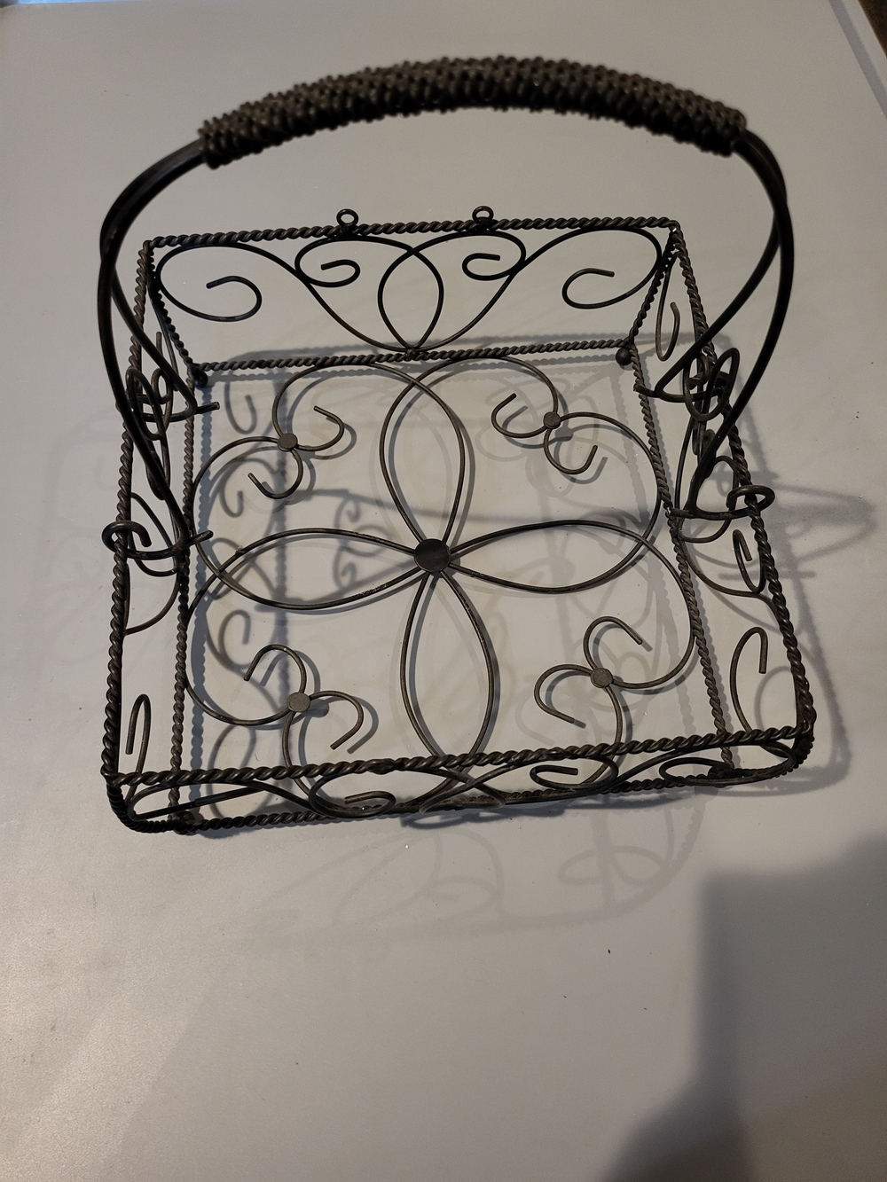 Decorative Metal Wire Basket with Handle - Black